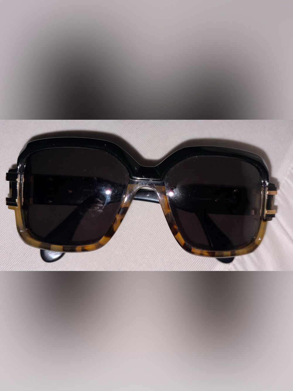 Cazal Black and Gold Oversized Square Sunglasses